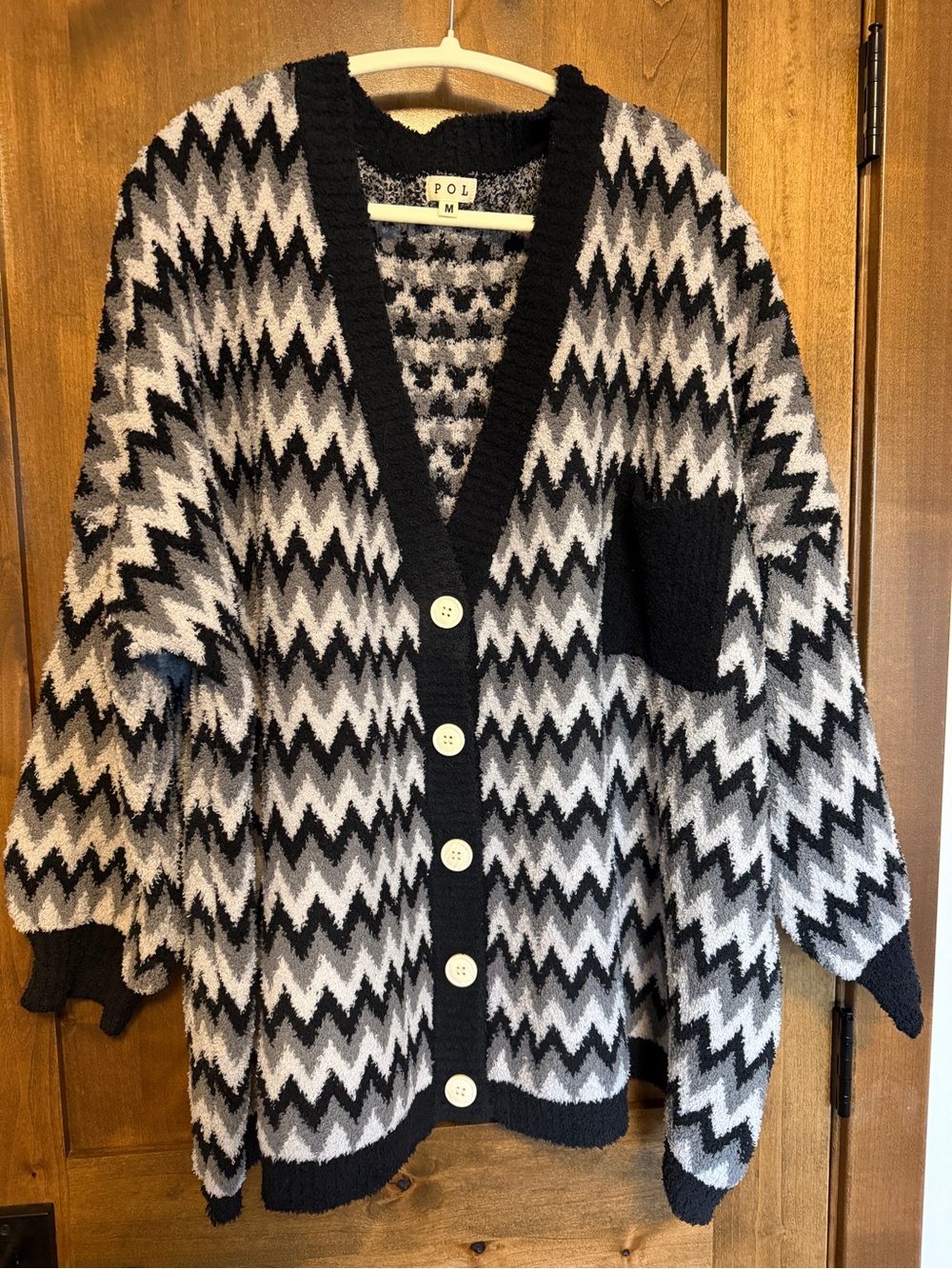 POL size M Black & Gray Women's Cardigan Sweater